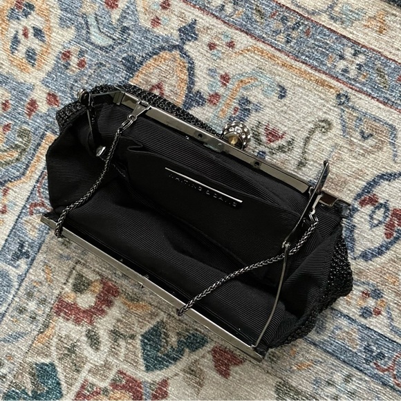 Whiting & Davis Crystal Ball Clutch Black Silver Small Read - Picture 5 of 9